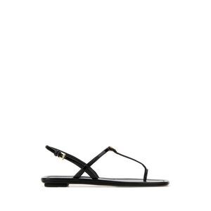 Prada Women Black Leather Thong Sandals